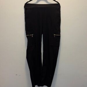 Black Cargo Pants with Zipper Pockets